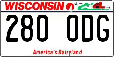 WI license plate 280ODG