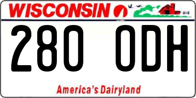 WI license plate 280ODH