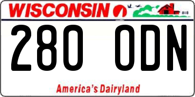 WI license plate 280ODN