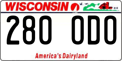 WI license plate 280ODO