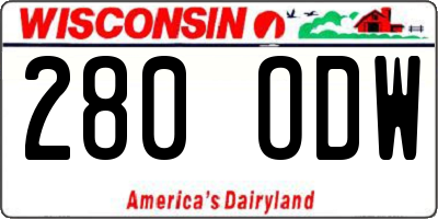 WI license plate 280ODW