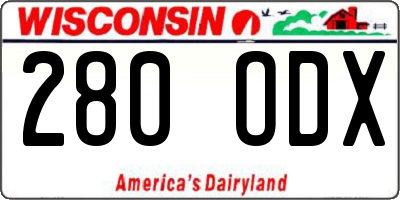 WI license plate 280ODX