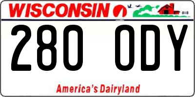 WI license plate 280ODY