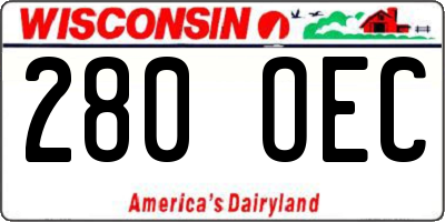 WI license plate 280OEC