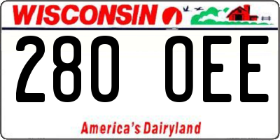 WI license plate 280OEE