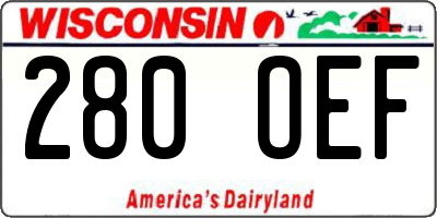 WI license plate 280OEF