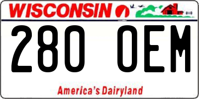 WI license plate 280OEM