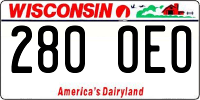 WI license plate 280OEO
