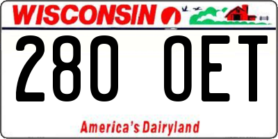 WI license plate 280OET