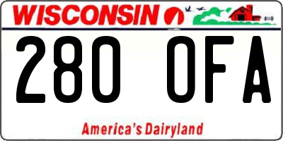 WI license plate 280OFA