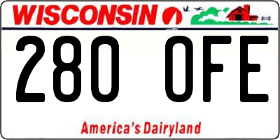 WI license plate 280OFE