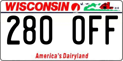 WI license plate 280OFF