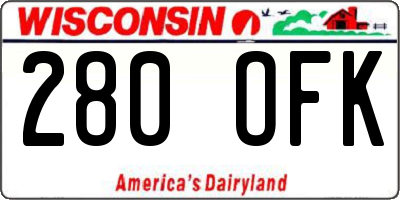 WI license plate 280OFK