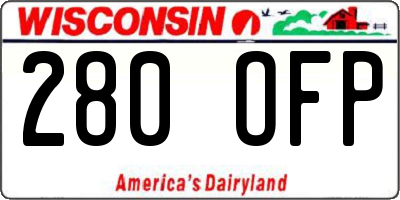 WI license plate 280OFP