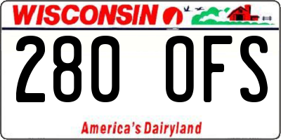 WI license plate 280OFS