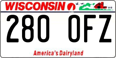 WI license plate 280OFZ