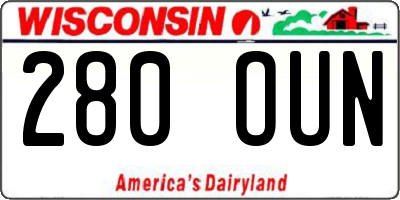 WI license plate 280OUN