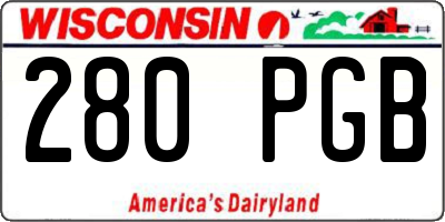 WI license plate 280PGB