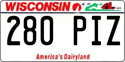 WI license plate 280PIZ