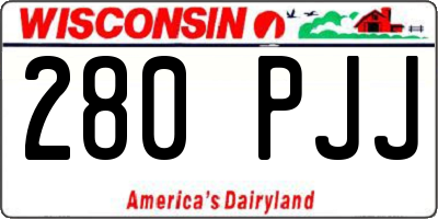 WI license plate 280PJJ