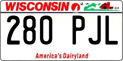 WI license plate 280PJL
