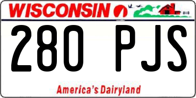 WI license plate 280PJS