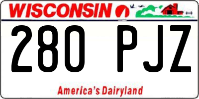 WI license plate 280PJZ