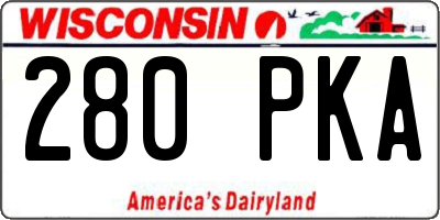 WI license plate 280PKA