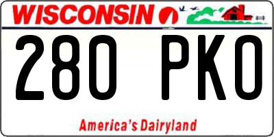 WI license plate 280PKO