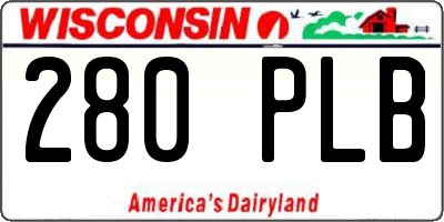 WI license plate 280PLB