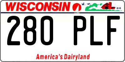 WI license plate 280PLF