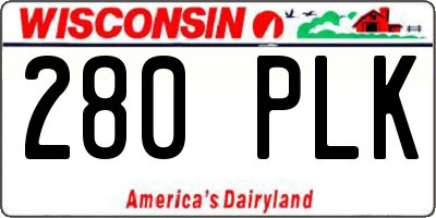 WI license plate 280PLK