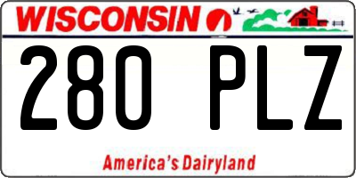 WI license plate 280PLZ
