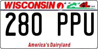 WI license plate 280PPU
