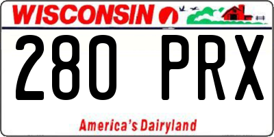 WI license plate 280PRX