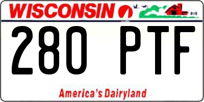 WI license plate 280PTF