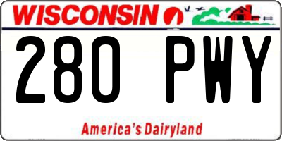 WI license plate 280PWY