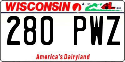 WI license plate 280PWZ