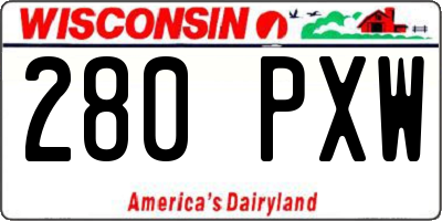 WI license plate 280PXW