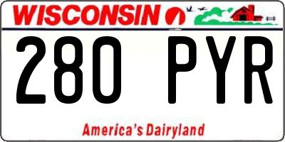 WI license plate 280PYR