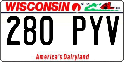 WI license plate 280PYV