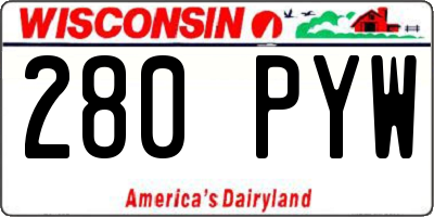 WI license plate 280PYW