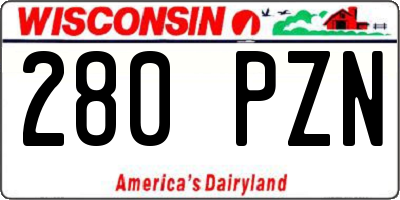 WI license plate 280PZN