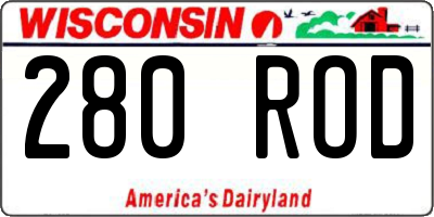 WI license plate 280ROD