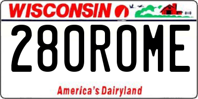 WI license plate 280ROME