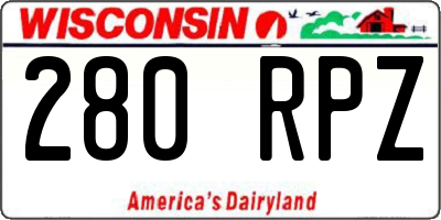 WI license plate 280RPZ