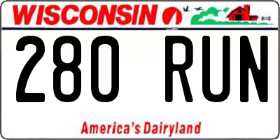 WI license plate 280RUN
