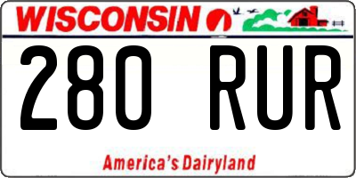 WI license plate 280RUR