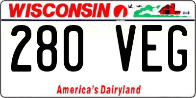 WI license plate 280VEG