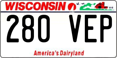 WI license plate 280VEP